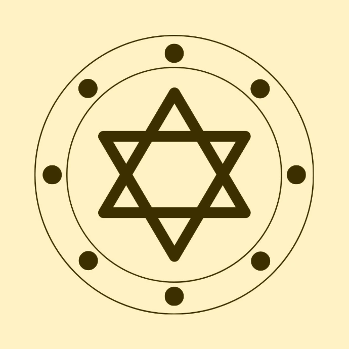 A yellow shield sticker shows a six-pointed star