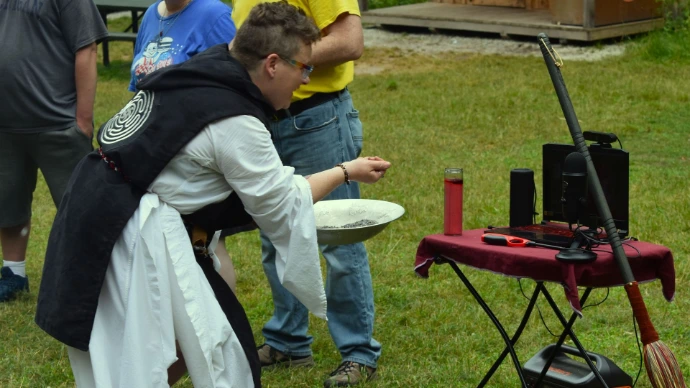 Solinox offering blessings to online participants