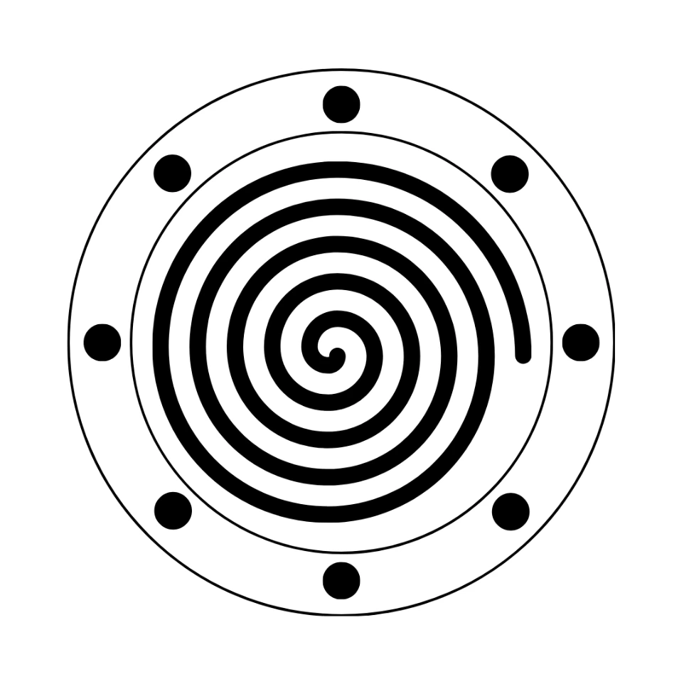 The Imbolc Oath symbol: a spiral inside a stylized shield.