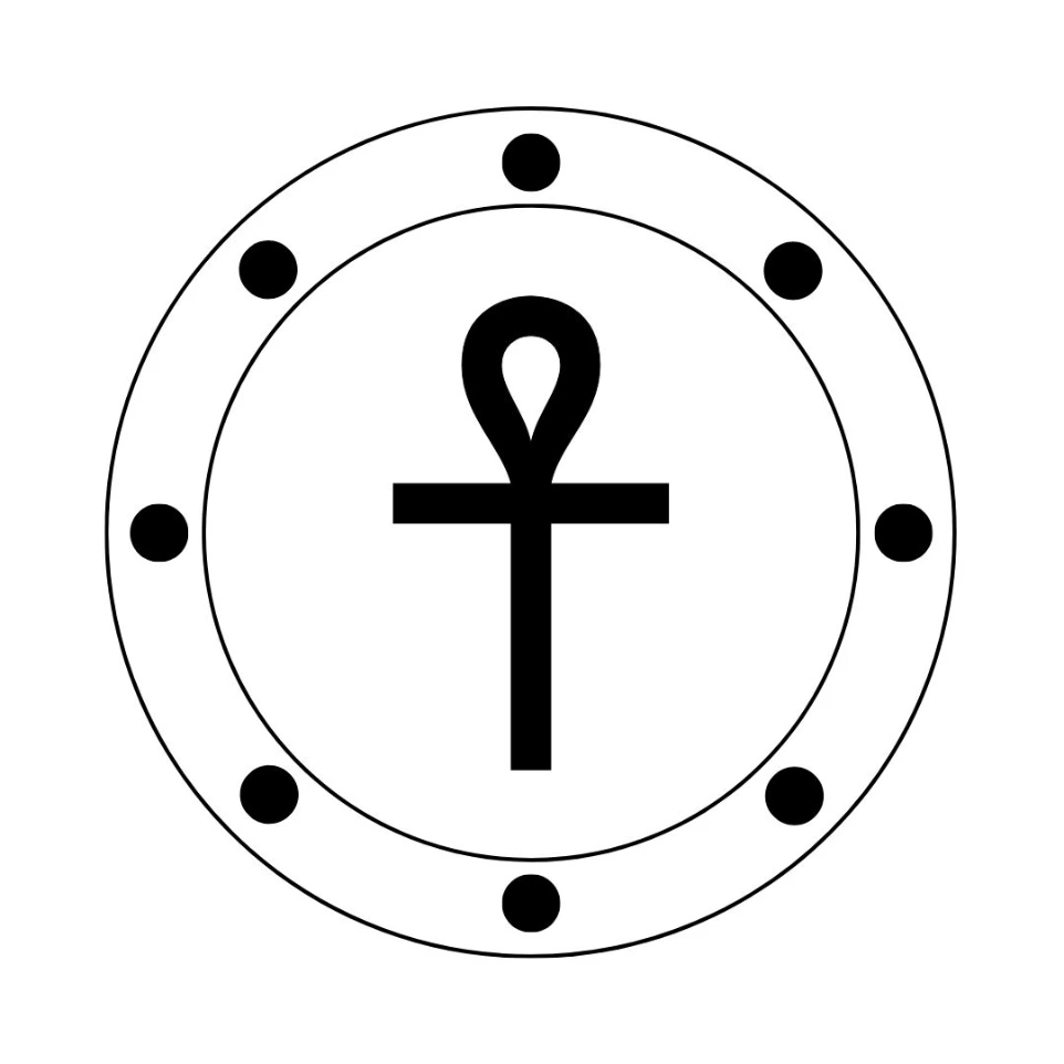 An ankh inside a stylized shield