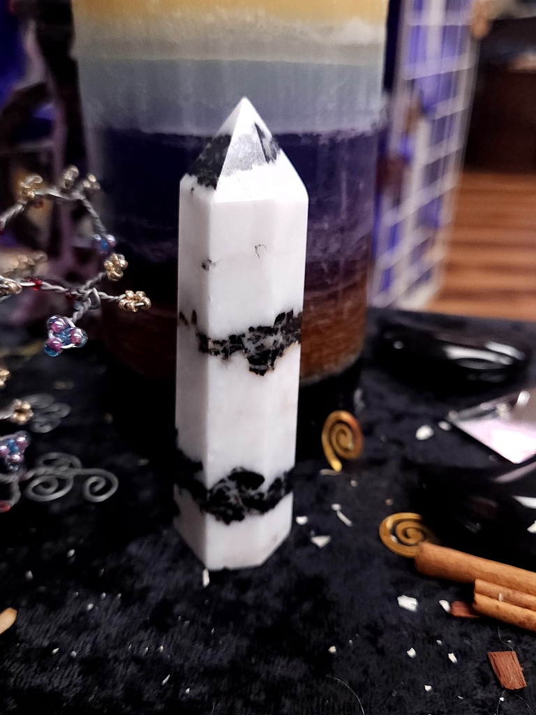 [12344] Midnight Stripe Zebra Jasper Tower 96mm