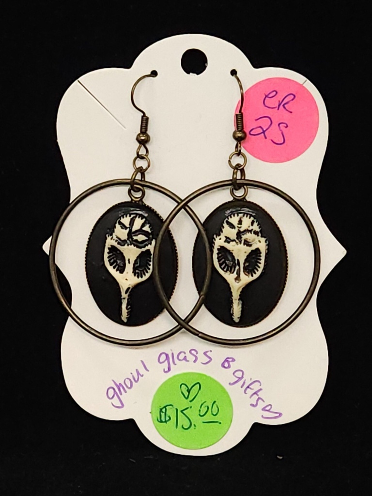 Raven Skull Hoop Earrings (ER25)