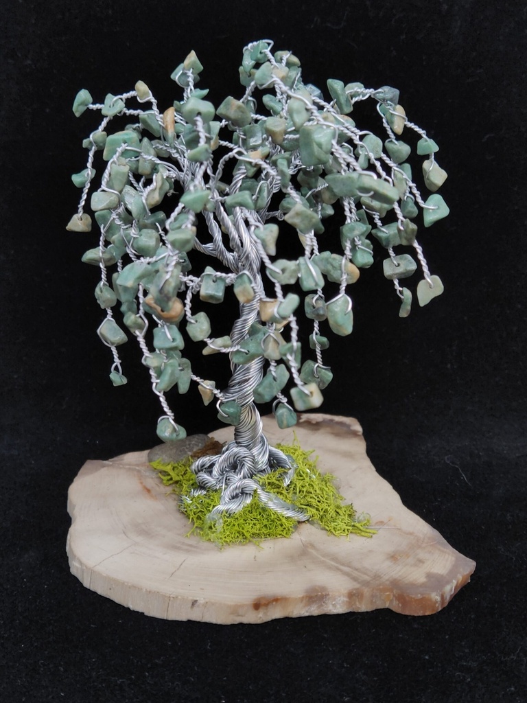 [5313015235] Amazonite Willow Tree on Petrified Wood