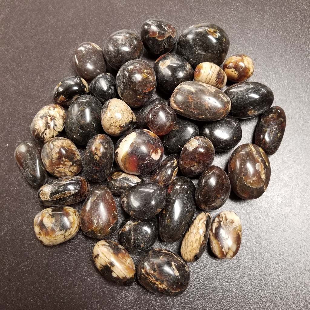 Zebra Amber, tumbled