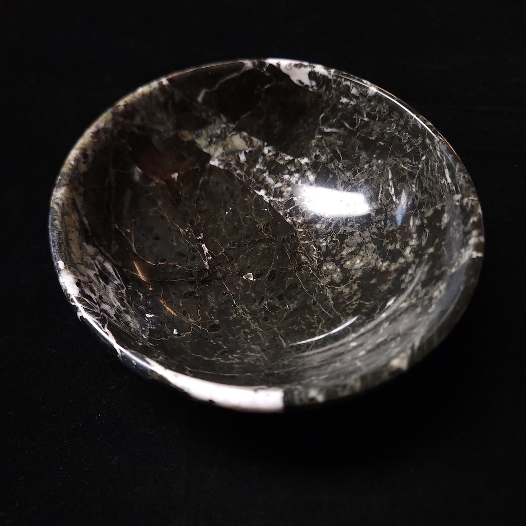 [10772] 6" Black Zebra Jasper Offering Bowl