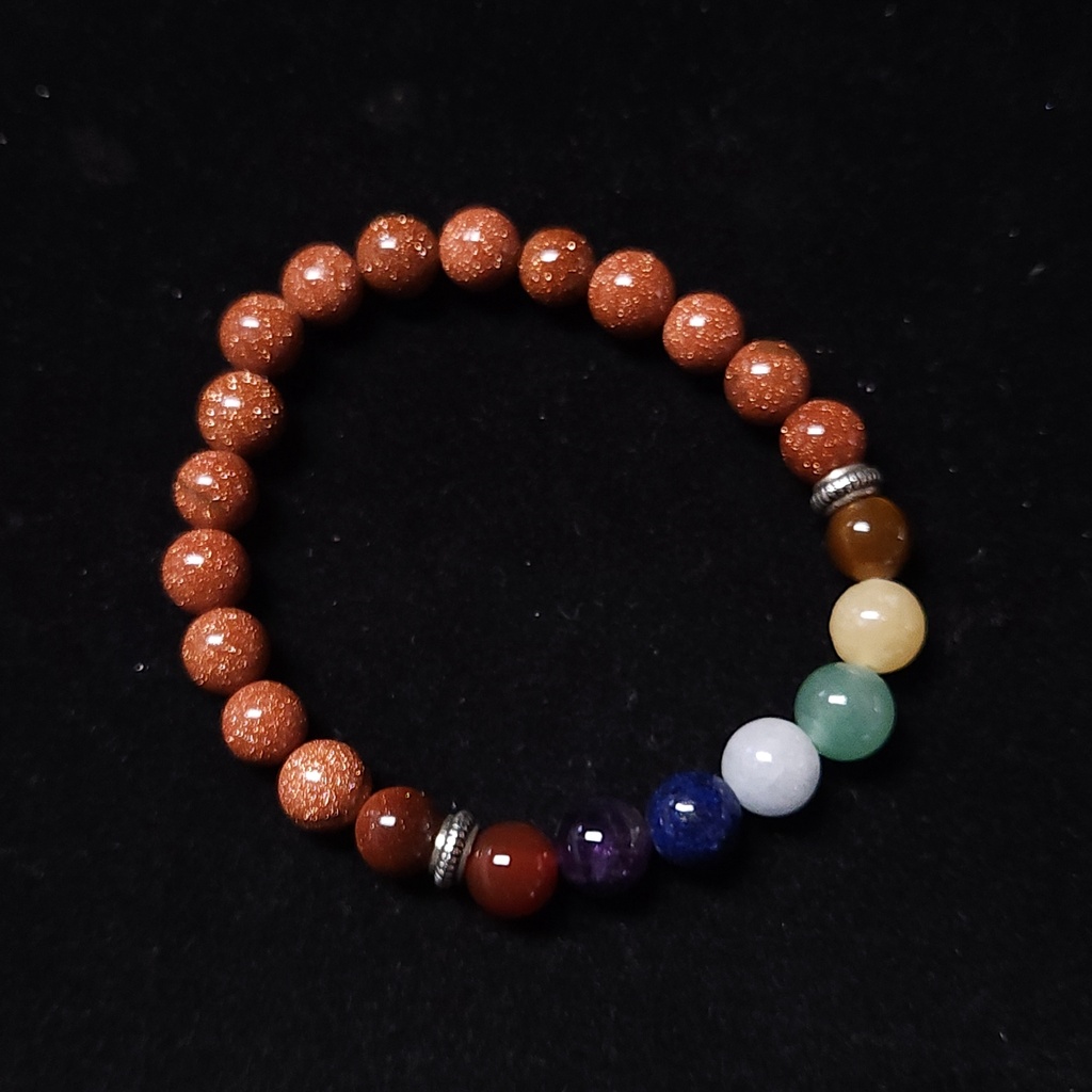 [22267] 7 Chakra Goldstone Bracelet