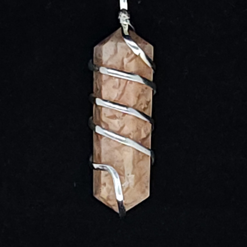 [3215041745] Spiral-Wrapped Moonstone Pendant