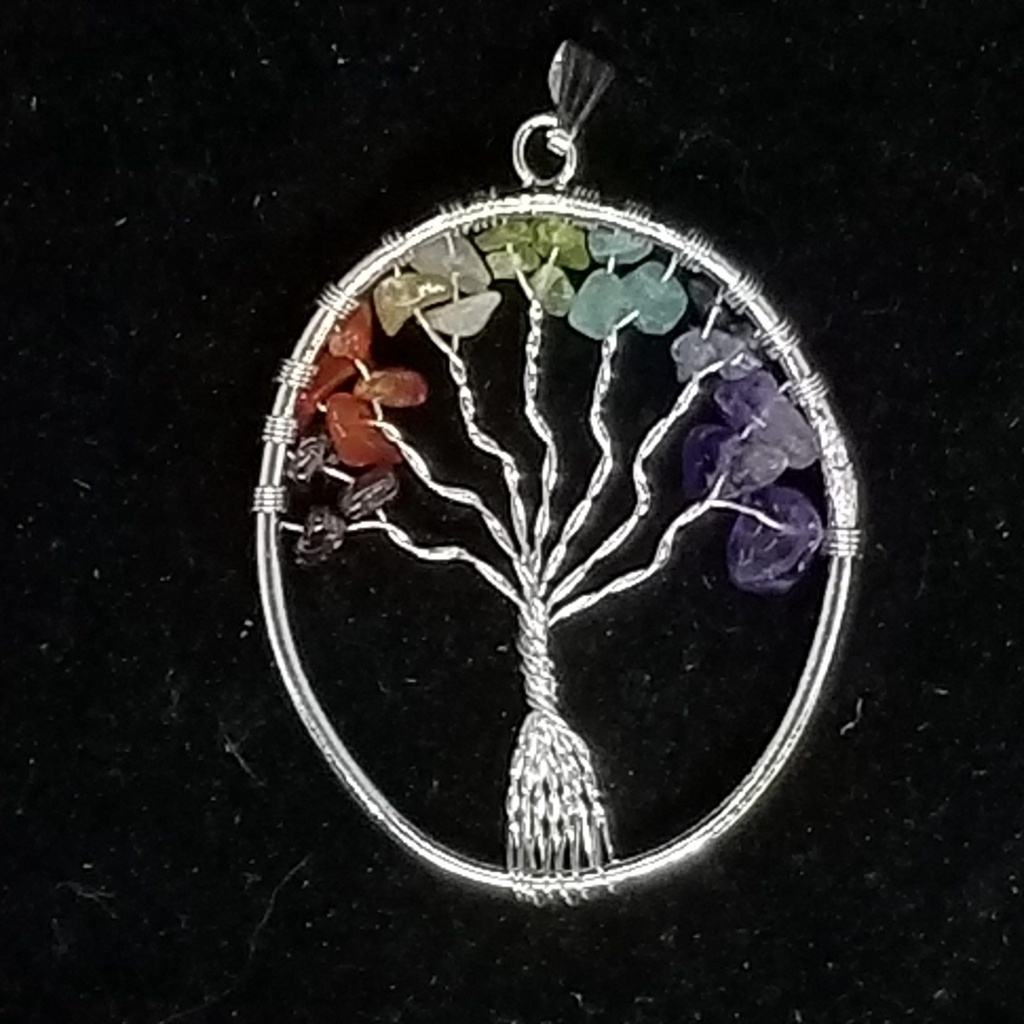 [3215041537268] Oval Tree of Life Chakra Pendant