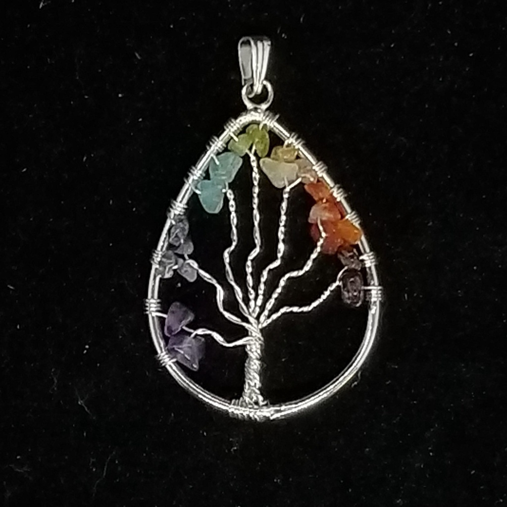 [3215041537267] Teardrop Tree of Life Chakra Pendant