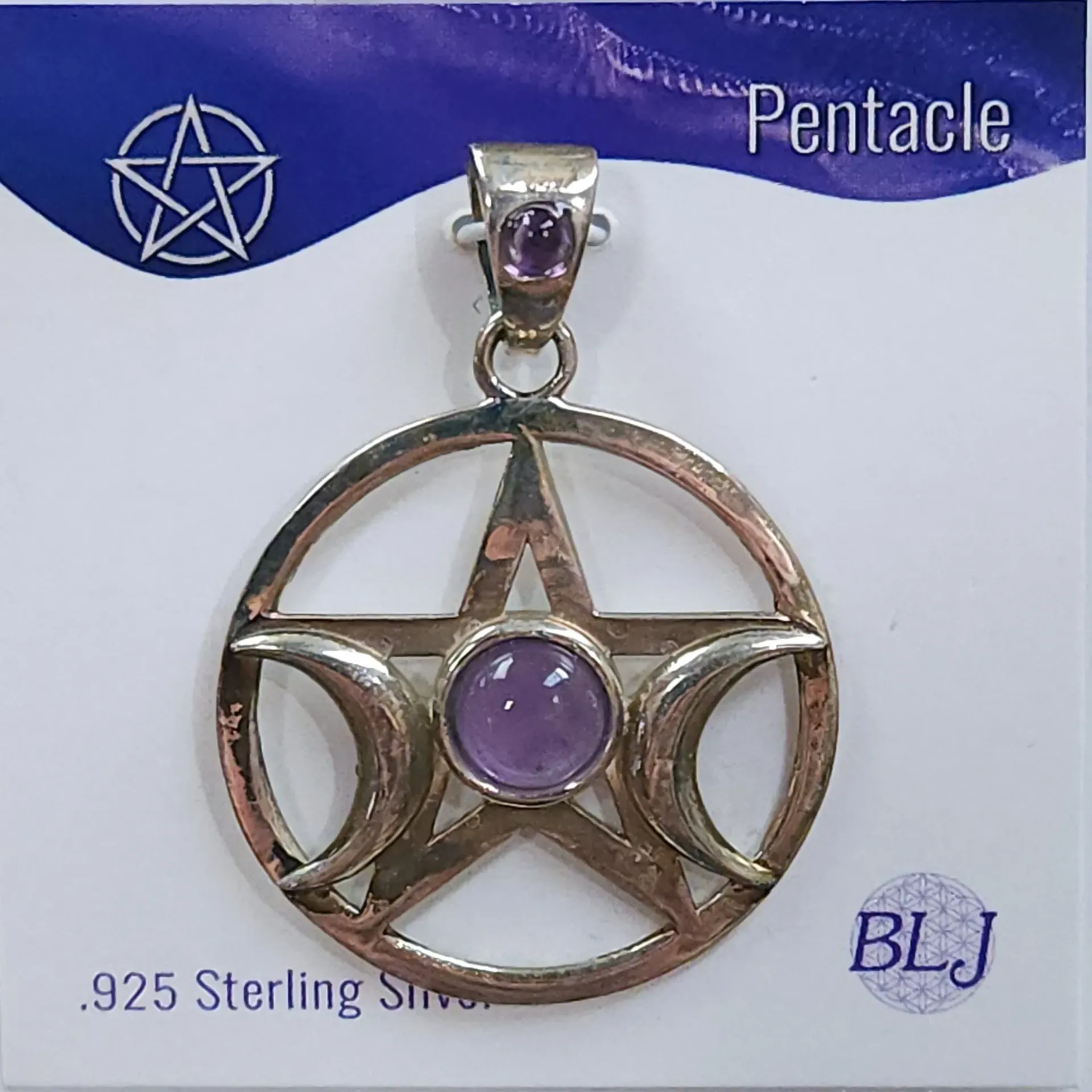 [10770] Triple Moon Pentacle w/ Amethyst
