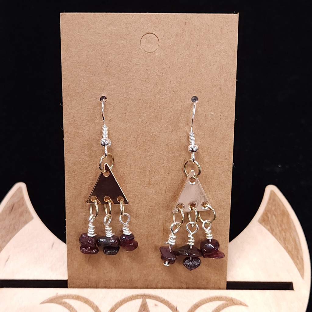 Garnet Triangle Earrings
