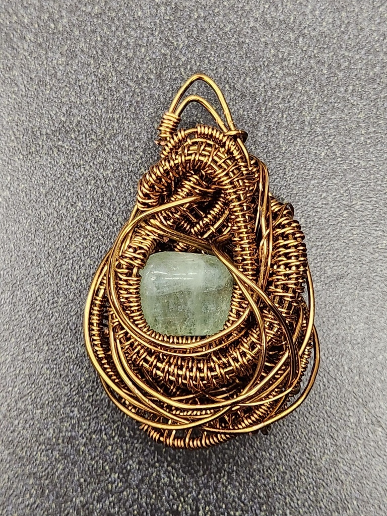 [071504072502] Copper-Wrapped Fluorite Pendant