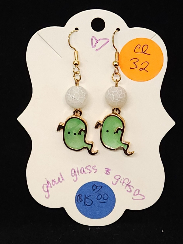 Green/White Ghost Earrings (ER32)
